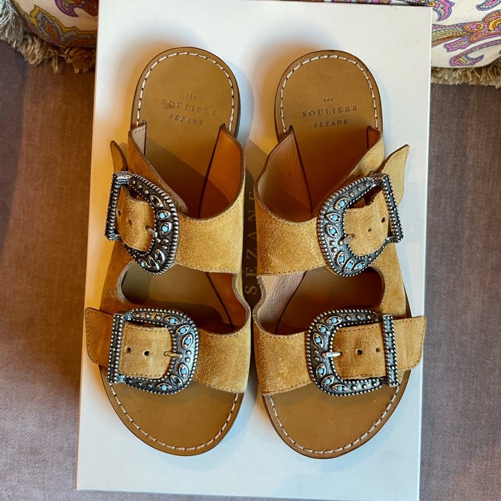 Sézane Low Jade Mules in Saffron size US 5/FR 35